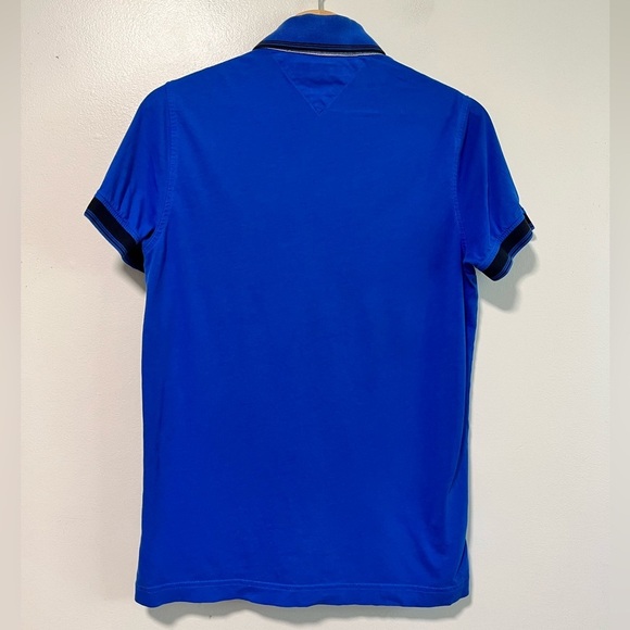 Tommy Hilfiger Slim Fit Blue Polo Shirt with Patch Logo - Size Small - Picture 11 of 13
